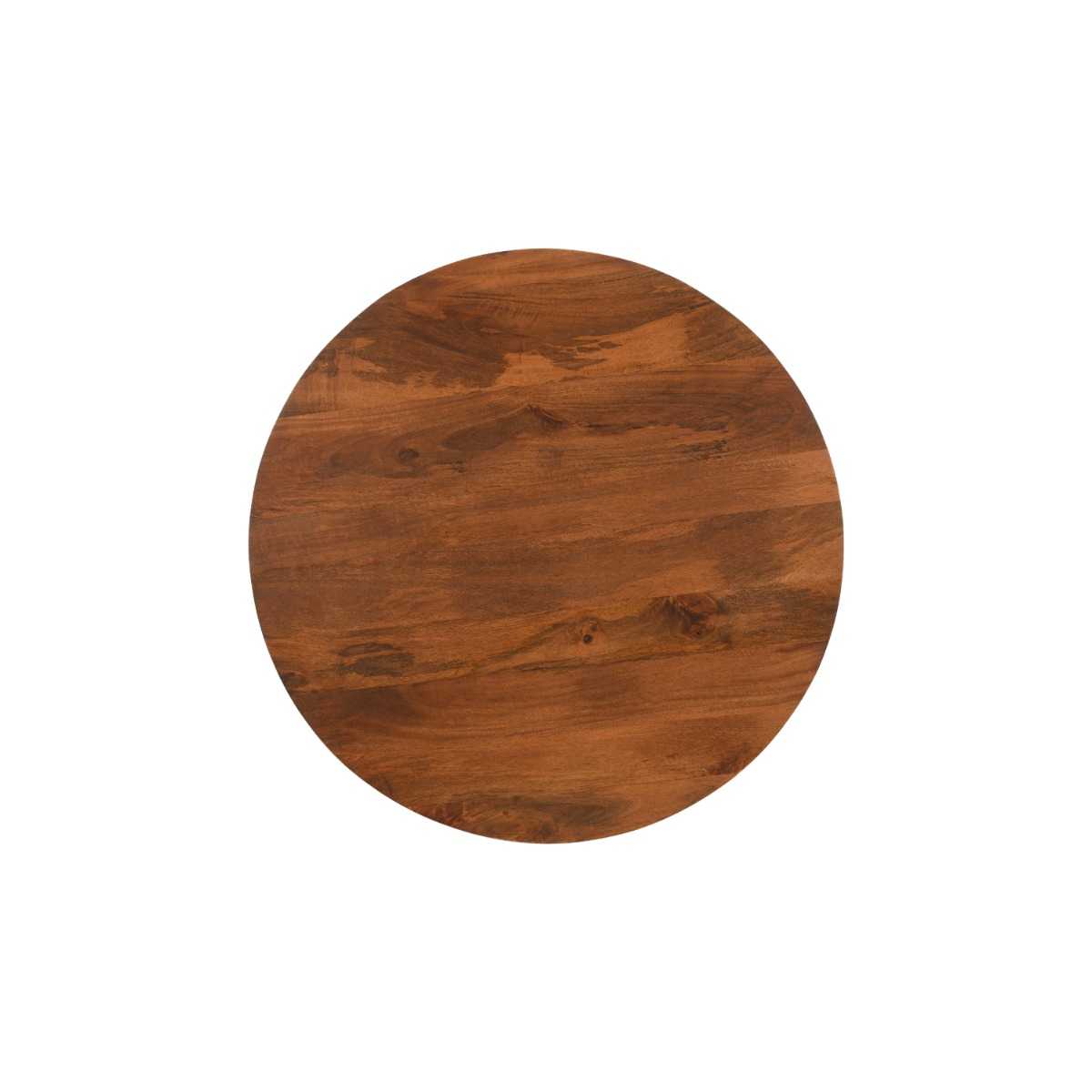Slatted Mango Wood Round Coffee Table, 100% Solid Hardwood