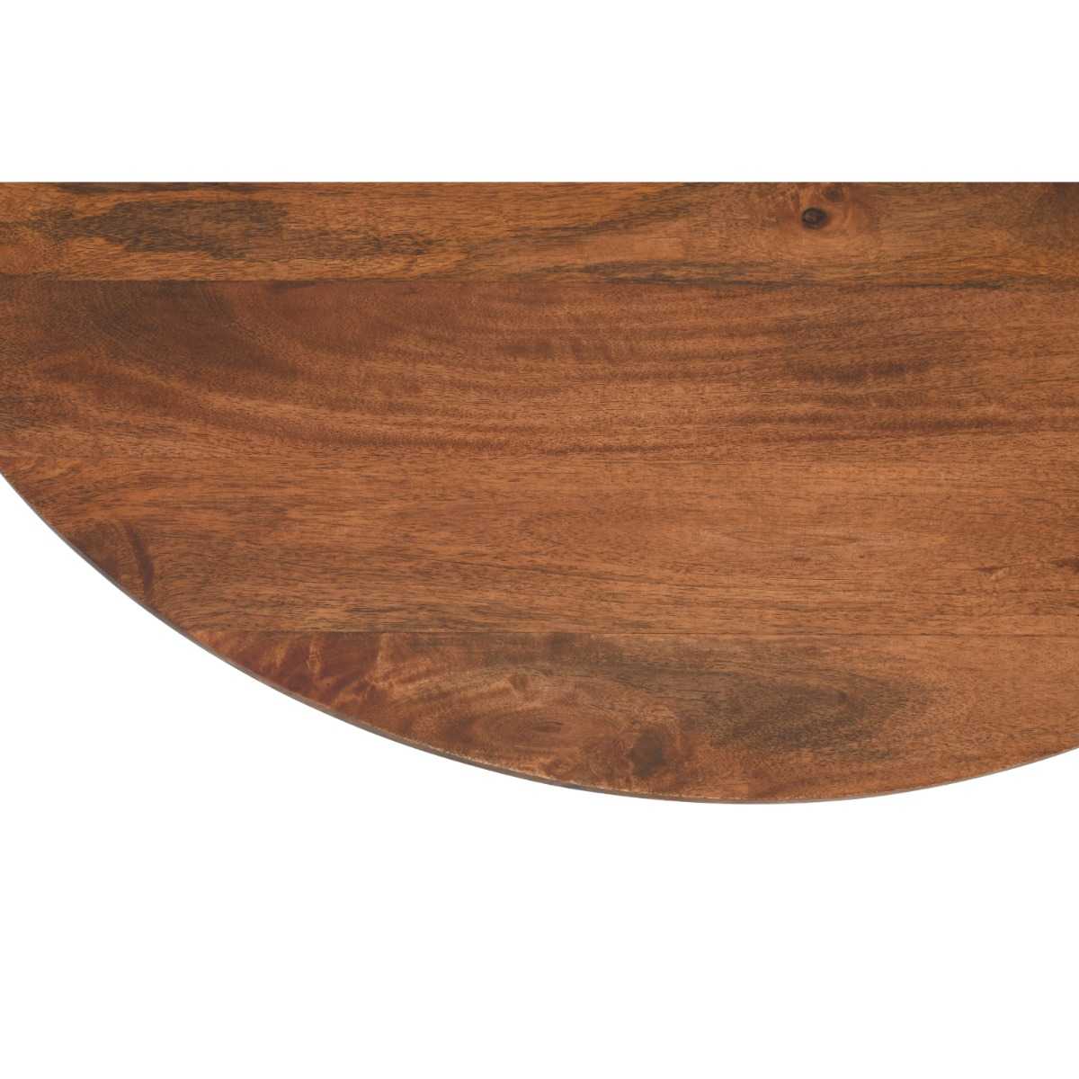 Slatted Mango Wood Round Coffee Table, 100% Solid Hardwood