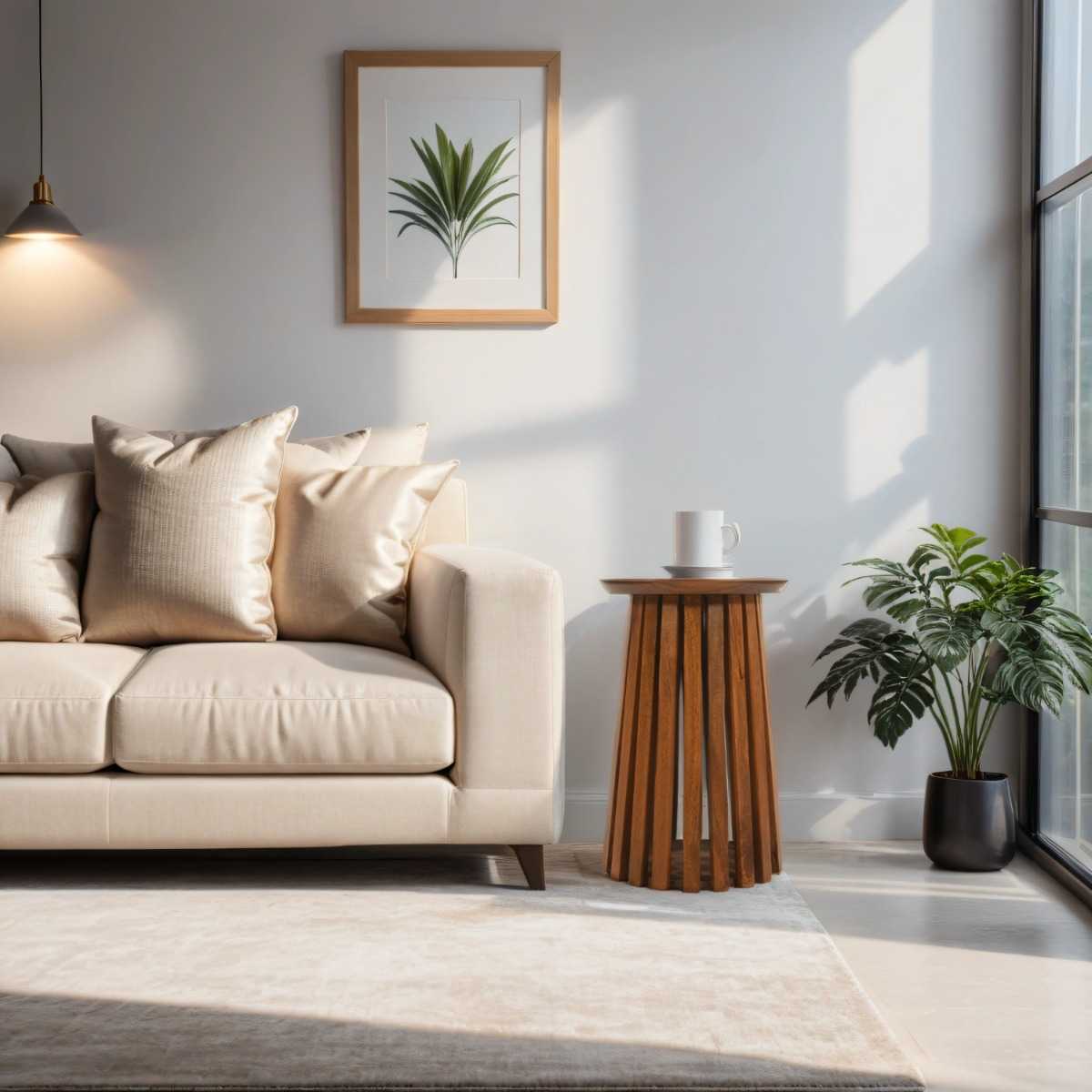 Slatted Mango Wood Side Table, 100% Solid Hardwood