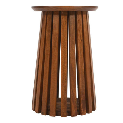 Slatted Mango Wood Side Table, 100% Solid Hardwood