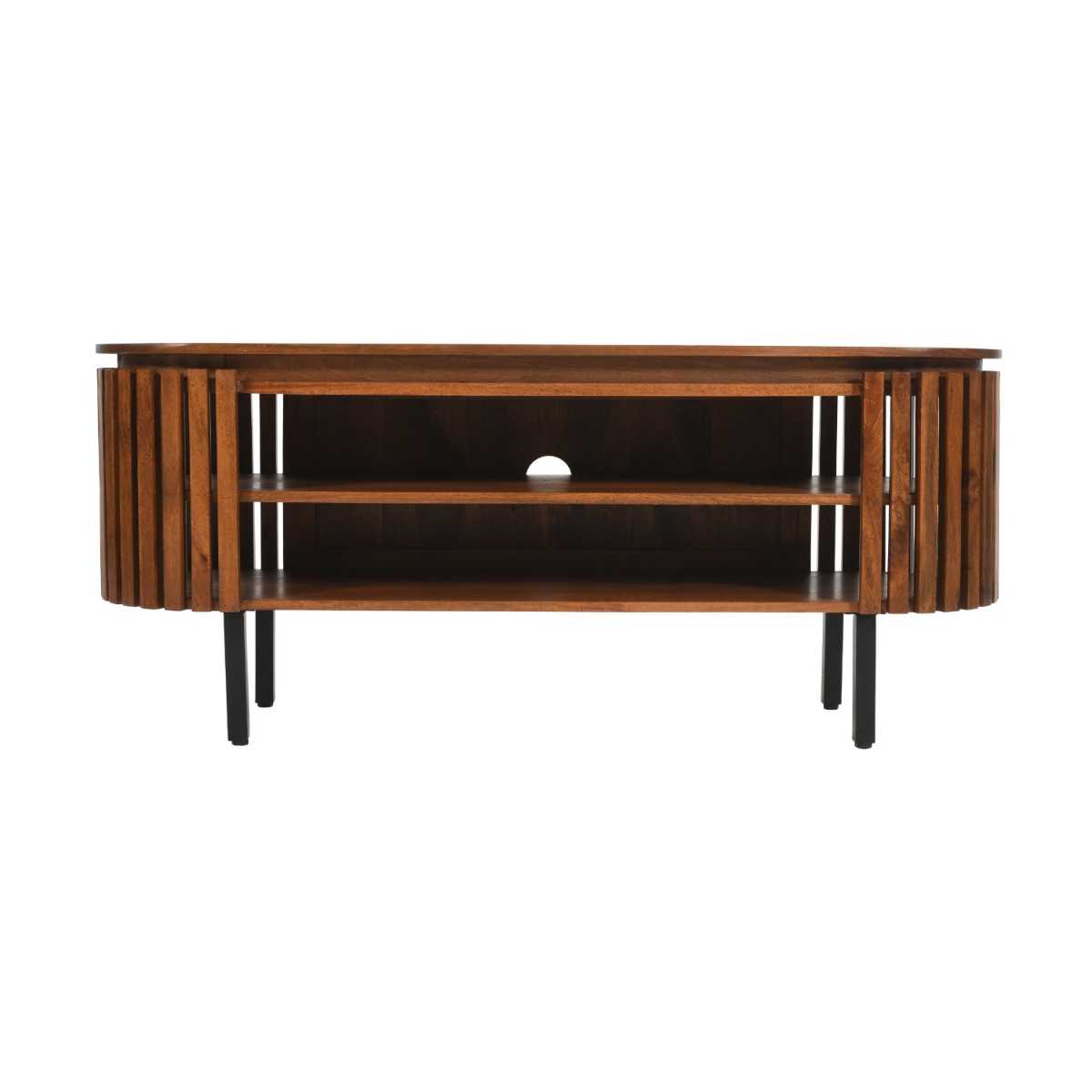 Slatted Mango Wood TV Cabinet, 100% Solid Hardwood