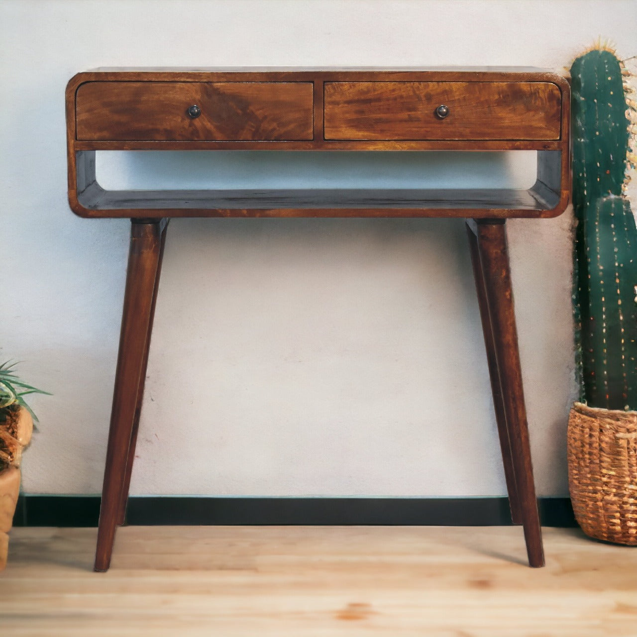 Sonata Chestnut Console Table. 100% Solid Mango Wood