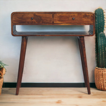 Sonata Chestnut Console Table. 100% Solid Mango Wood
