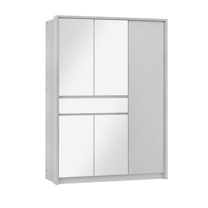 Split 157cm White Matt Sliding Wardrobe - Sleek Mirror Front & Smart Storage