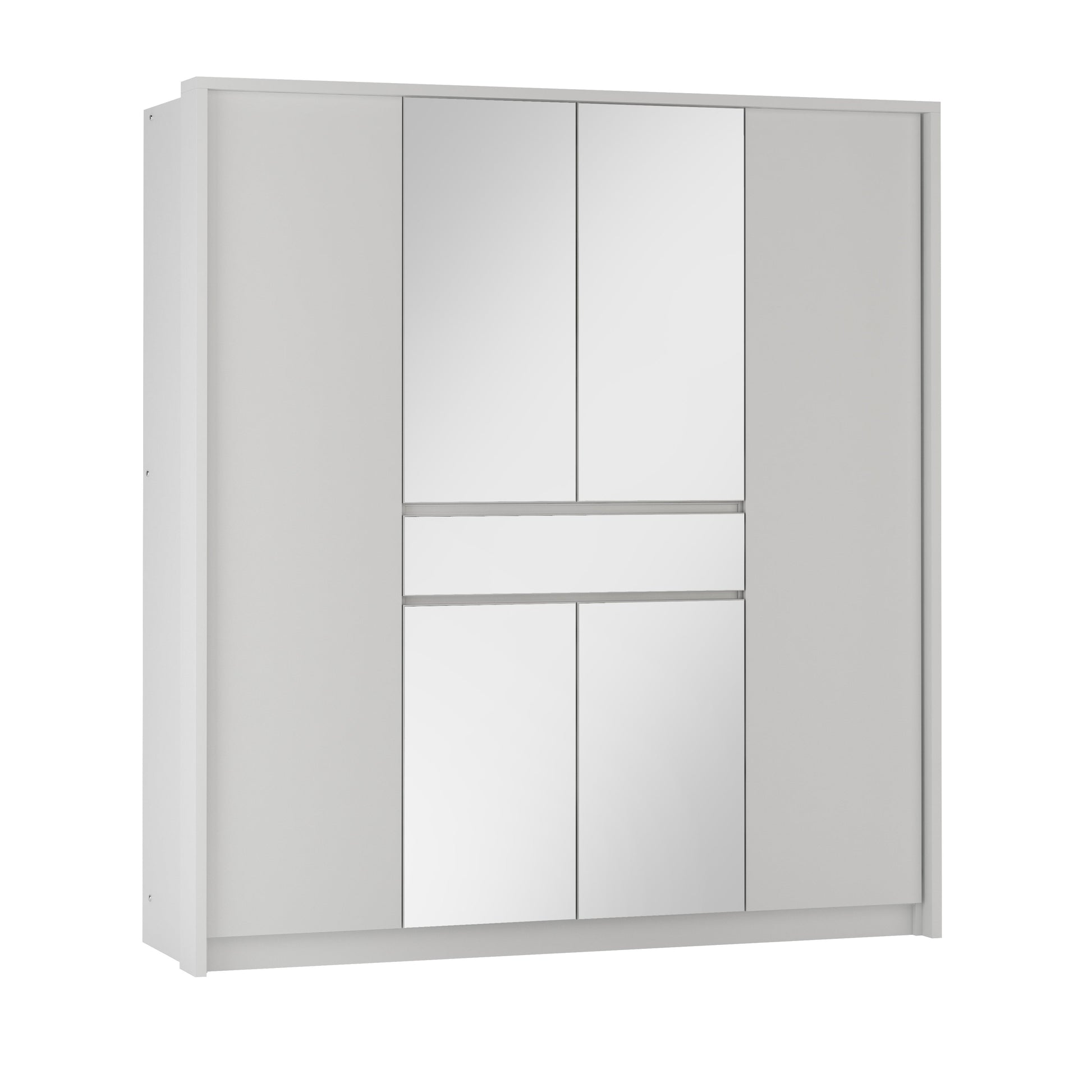 SPLIT 200cm Wardrobe White Matt - Mirrored Doors, Sleek Storage & Modern Flair