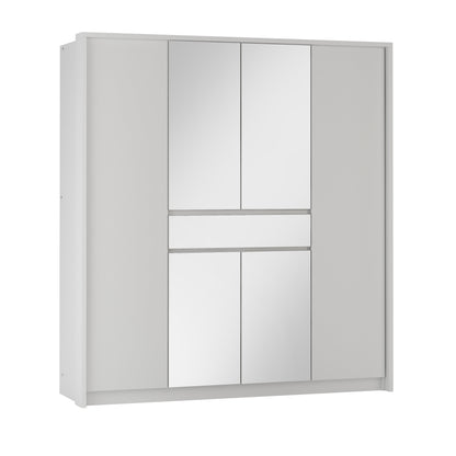 SPLIT 200cm Wardrobe White Matt - Mirrored Doors, Sleek Storage & Modern Flair