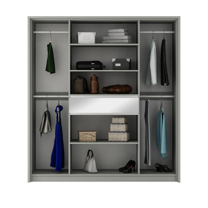 Split 200cm Wardrobe White Matt - 3 Colour Options - Mirrored Doors
