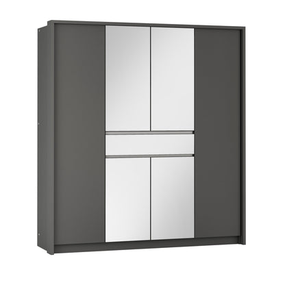 Split 200cm Wardrobe White Matt - 3 Colour Options - Mirrored Doors