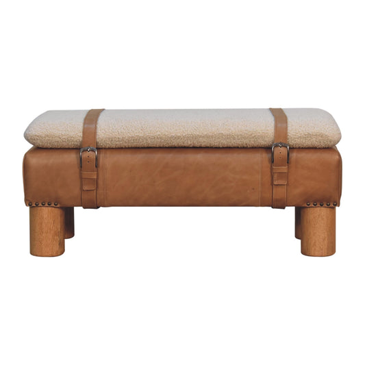 Strapped Cyclinder Bench. 100% Solid Mango Wood 