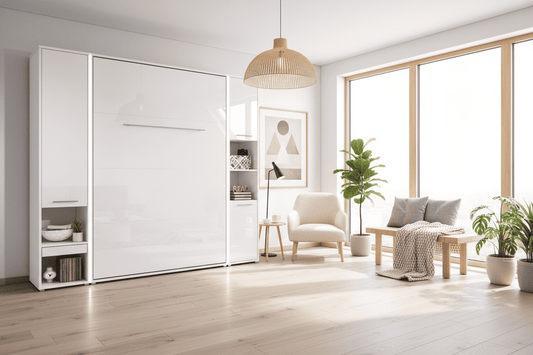 Superior Space™ Smart Vertical Wall Bed 140cm with Integrated Storage