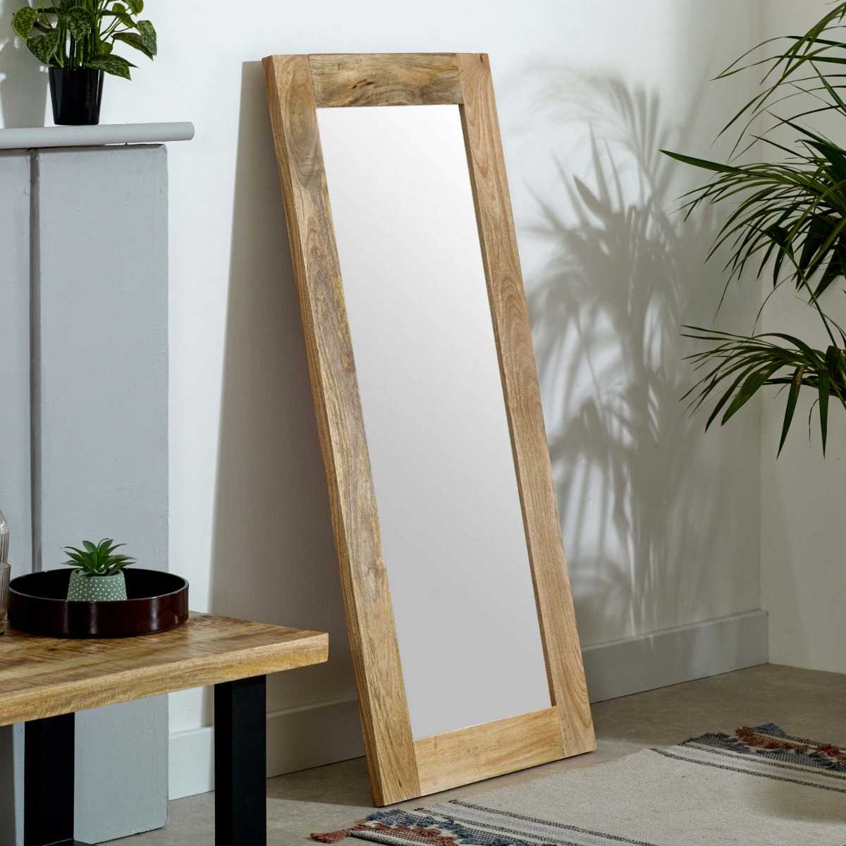 Surrey Extra-Long Wood Mirror. 100% Solid Natural Wood.