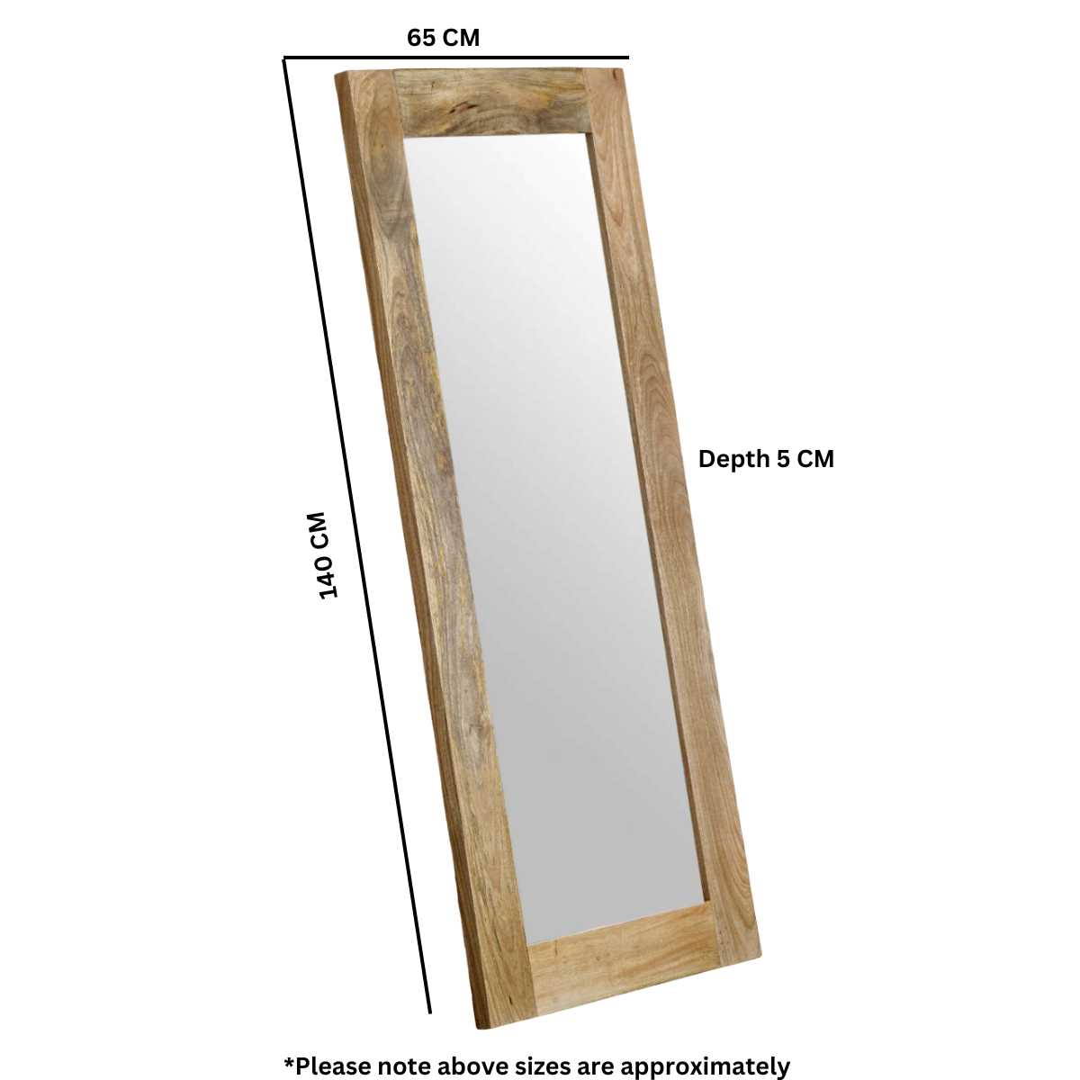 Surrey Extra-Long Wood Mirror. 100% Solid Natural Wood.