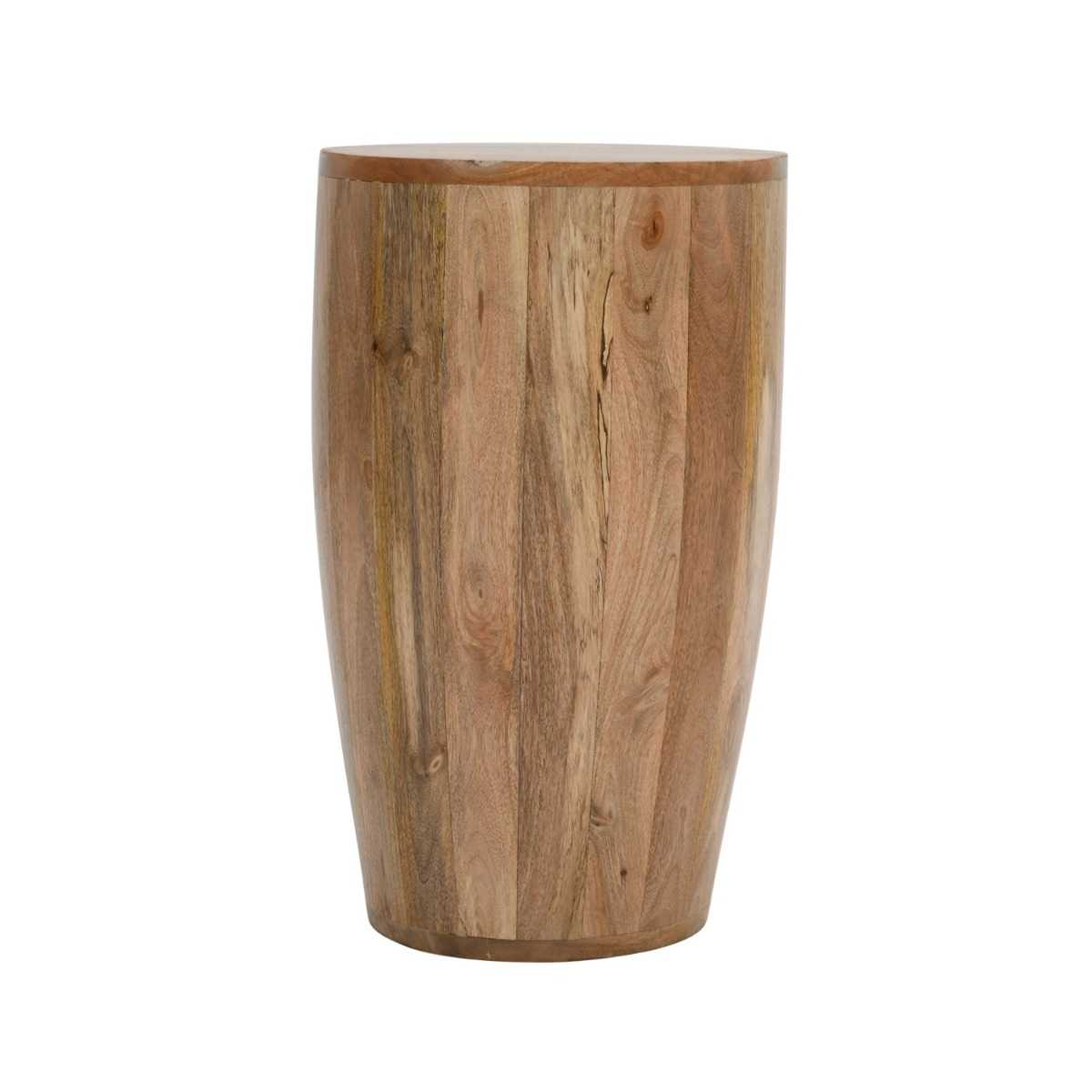 Surrey Wood Drum Side Table. 100% Solid Mango Wood.