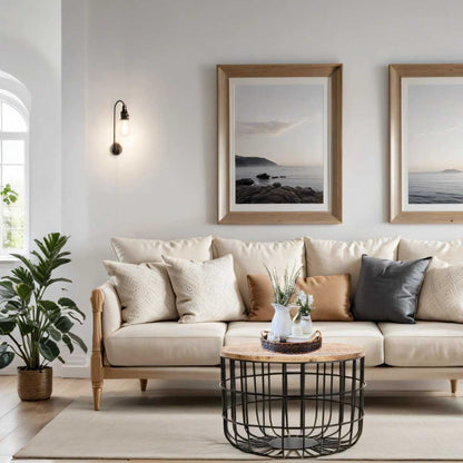 Surrey Wood & Metal Coffee Table. 100% Solid Natural Wood.