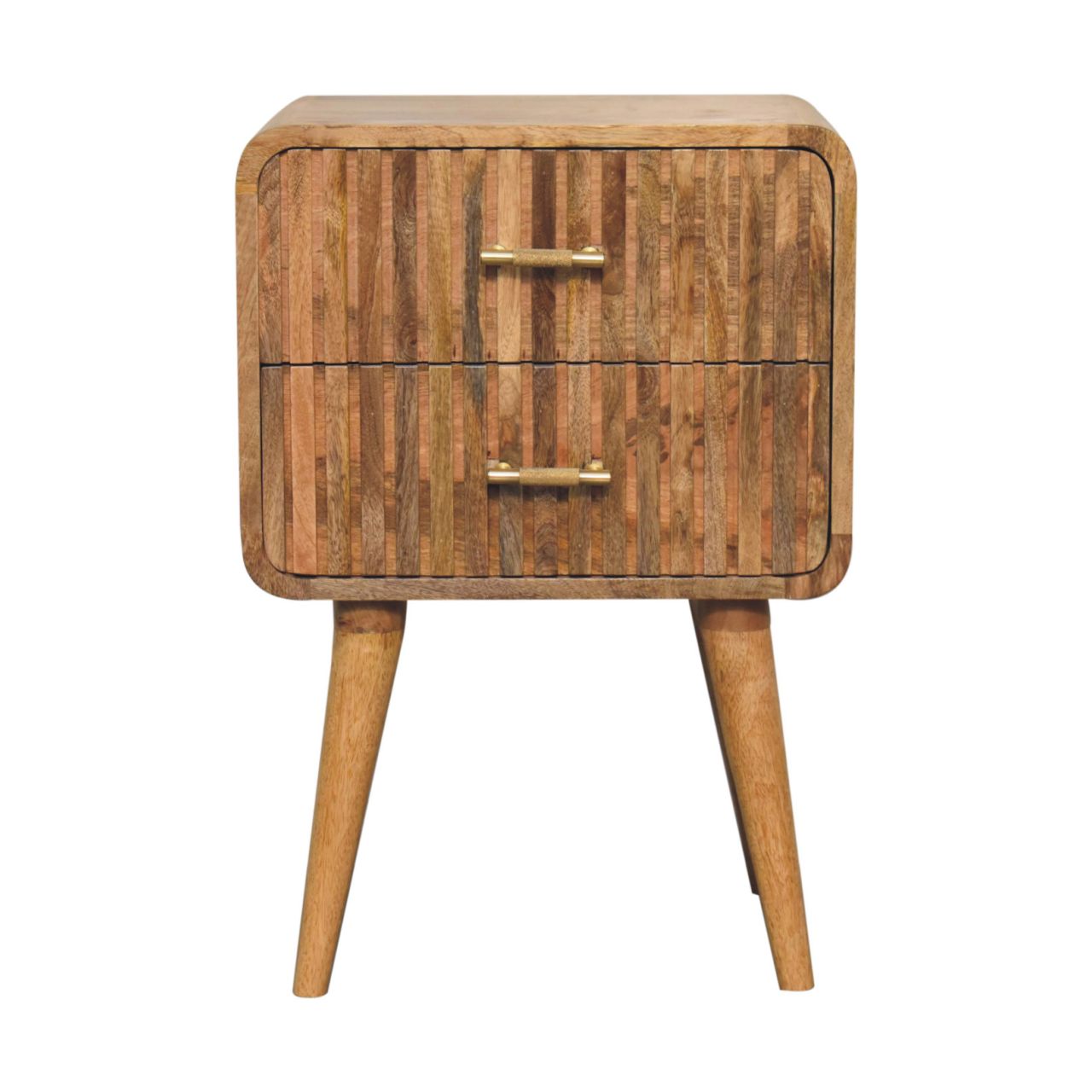 T-bar Ridged Bedside. 100% Solid Mango Wood