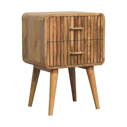 T-bar Ridged Bedside. 100% Solid Mango Wood