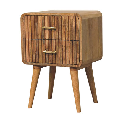 T-bar Ridged Bedside. 100% Solid Mango Wood