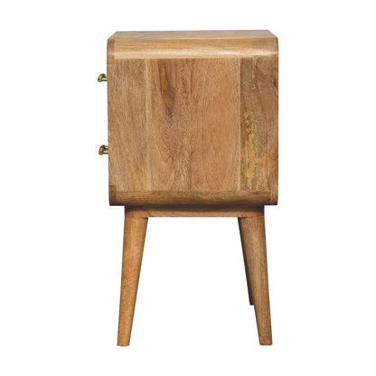 T-bar Ridged Bedside. 100% Solid Mango Wood