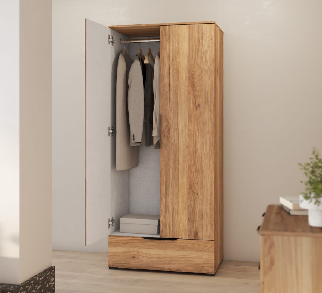 Tokyo 18 Hinged Door Wardrobe 86cm Oak Mauvella