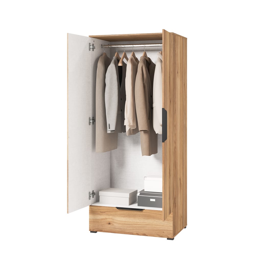 Tokyo 18 Hinged Door Wardrobe 86cm Oak Mauvella