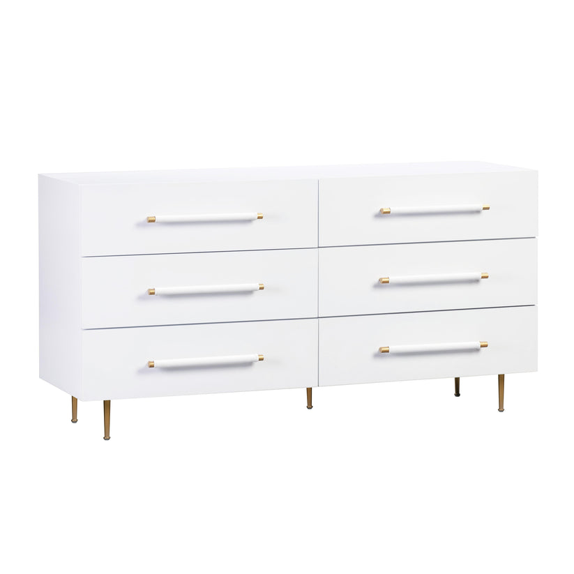 Trident 6 Drawer Dresser White Black