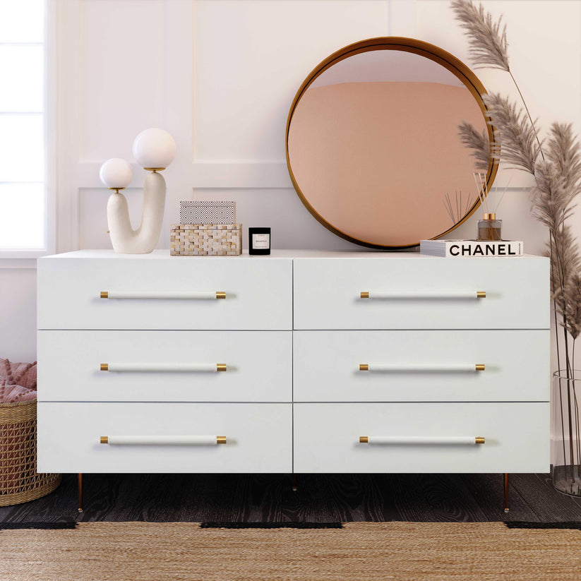 Trident 6 Drawer Dresser White Black