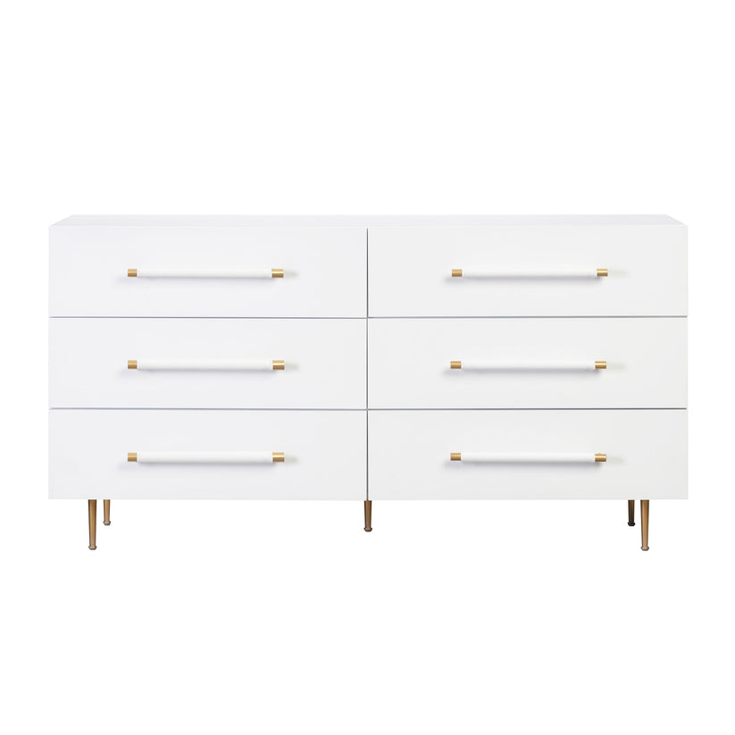 Trident 6 Drawer Dresser White Black