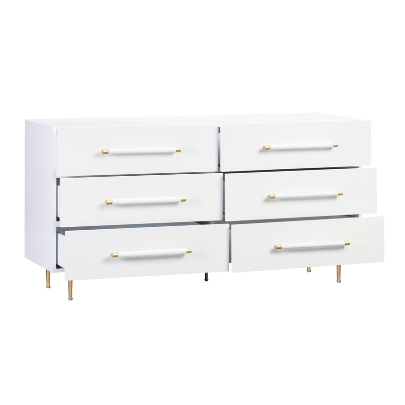 Trident 6 Drawer Dresser White Black