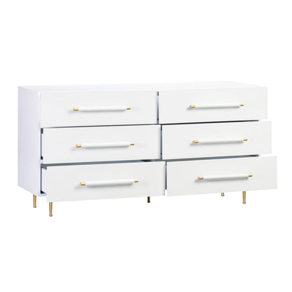 Trident 6 Drawer Dresser White Black