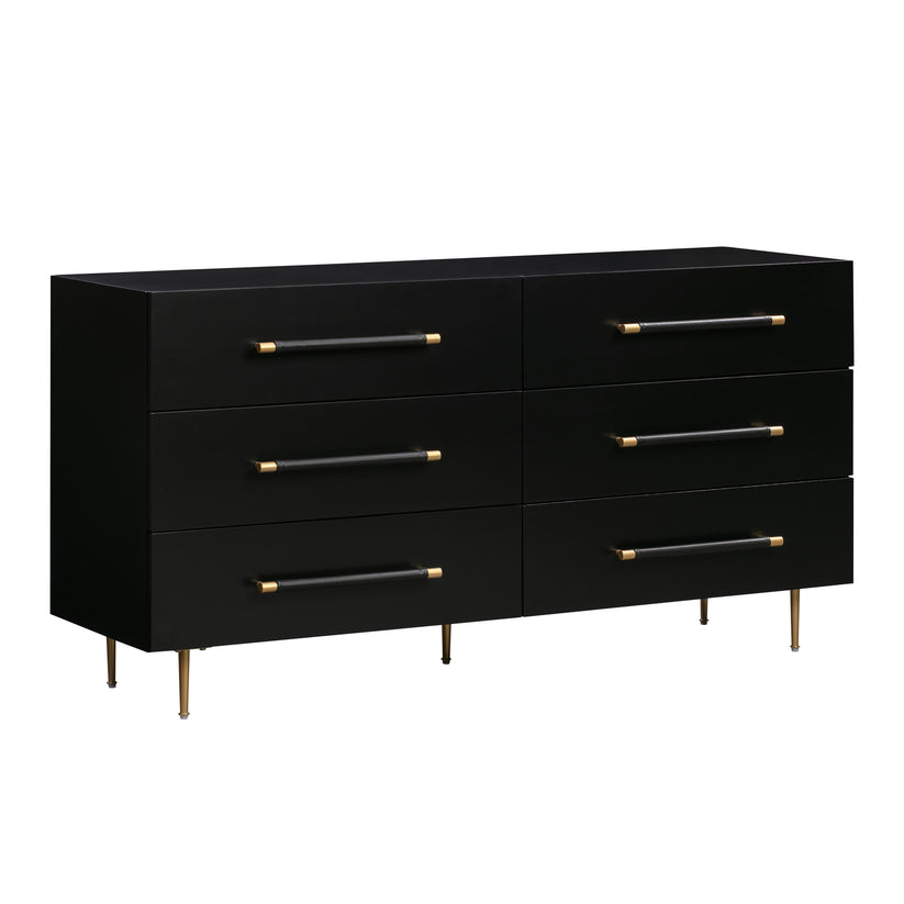 Trident 6 Drawer Dresser White Black