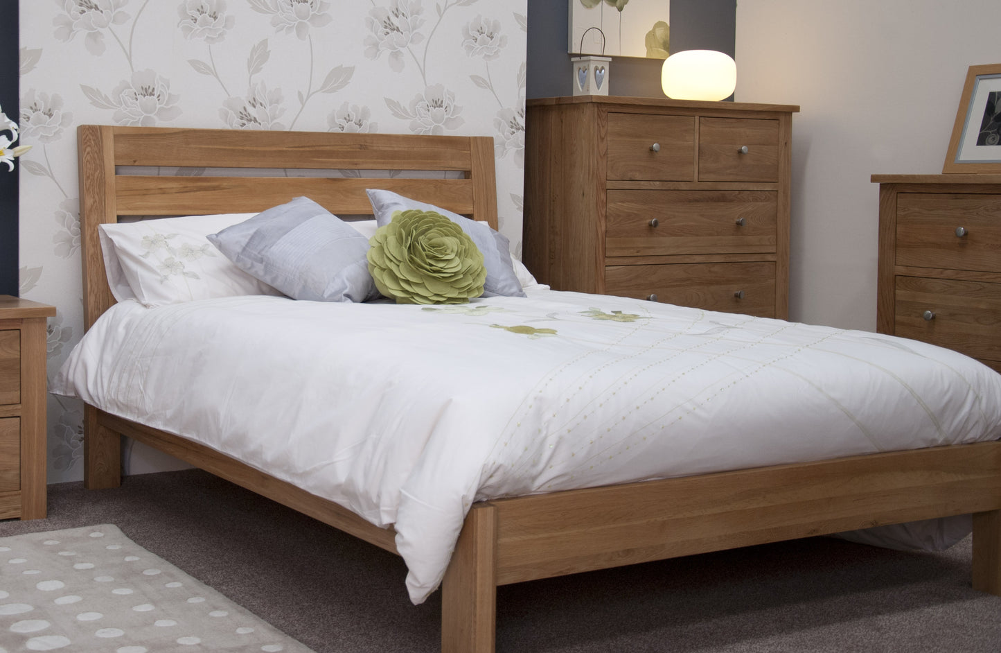 Trend Slatted Super Kingsize Bed. Solid Oak