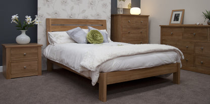 Trend Slatted Double Bed. Solid Oak