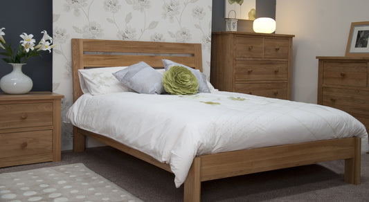 Trend Slatted Super Kingsize Bed. Solid Oak