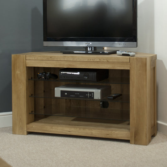 Trend Corner TV Unit. Solid Oak