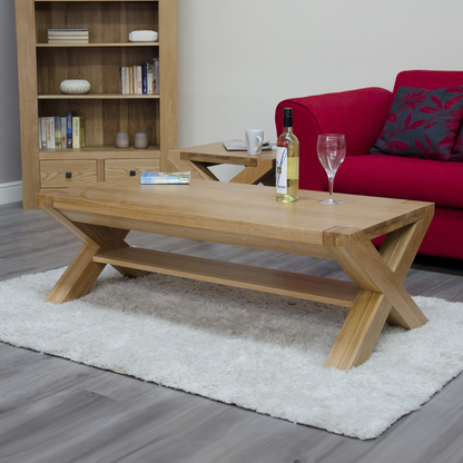 Trend X-Leg 4 x 2 Coffee Table. Solid Oak