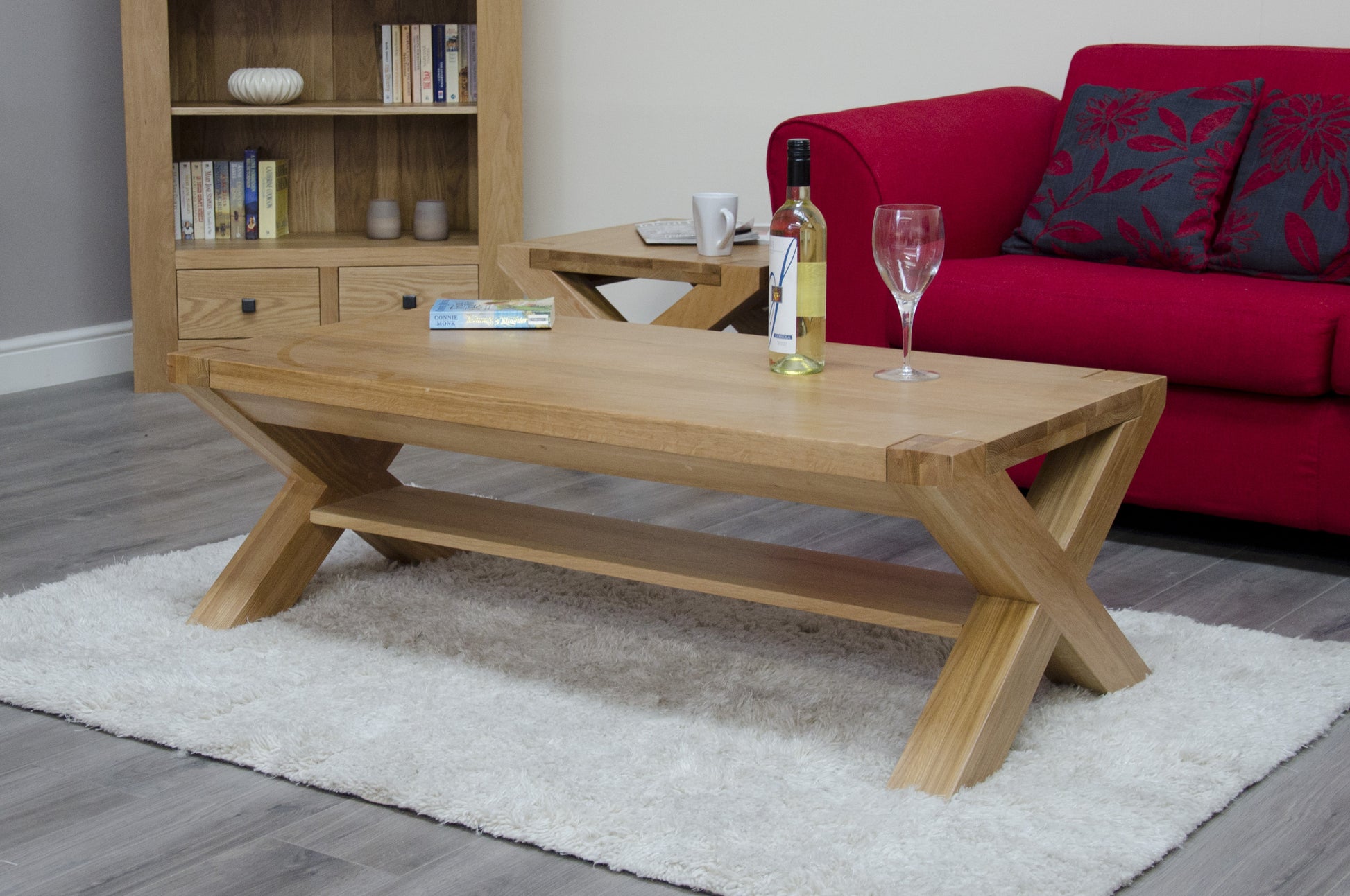 Trend X-Leg 4 x 2 Coffee Table. Solid Oak