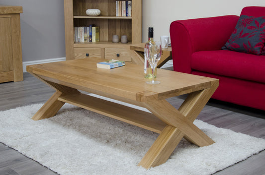 Trend X-Leg 4 x 2 Coffee Table. Solid Oak