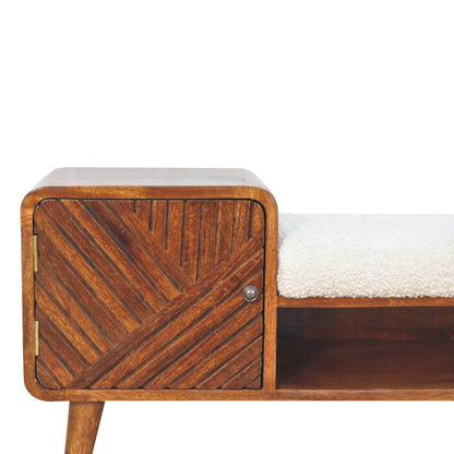 Telephone Table with Seat, Solid Mango Wood Cotton Natural Yarn Seat