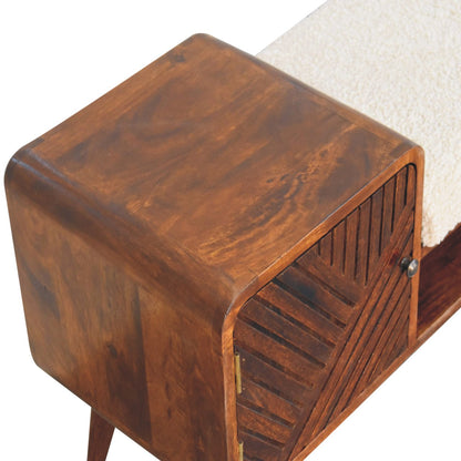 Telephone Table with Seat, Solid Mango Wood Cotton Natural Yarn Seat
