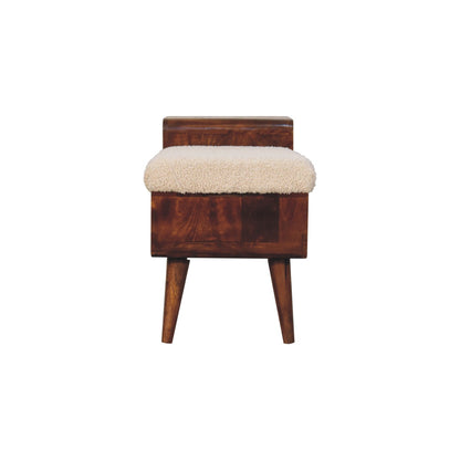 Telephone Table with Seat, Solid Mango Wood Cotton Natural Yarn Seat
