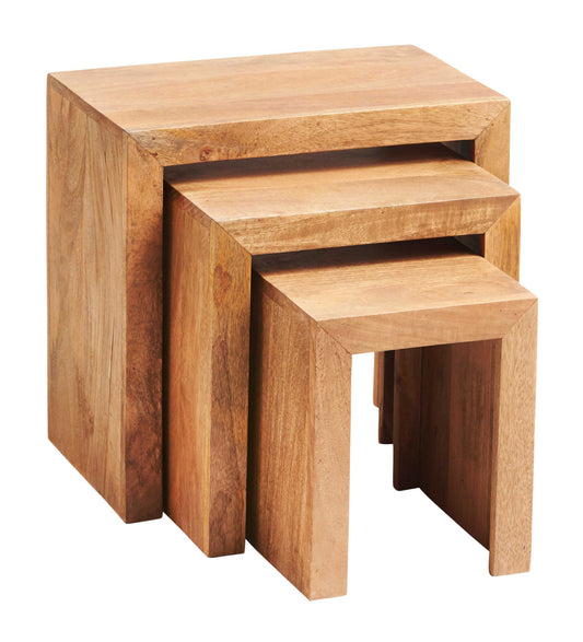 Toko  Nest of 3 Tables. 100% Solid Mango Hardwood