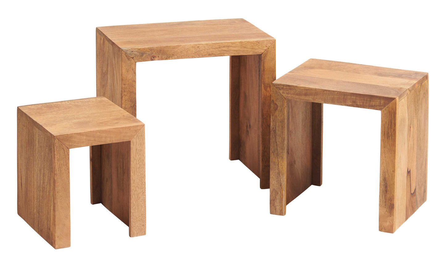 Toko  Nest of 3 Tables. 100% Solid Mango Hardwood
