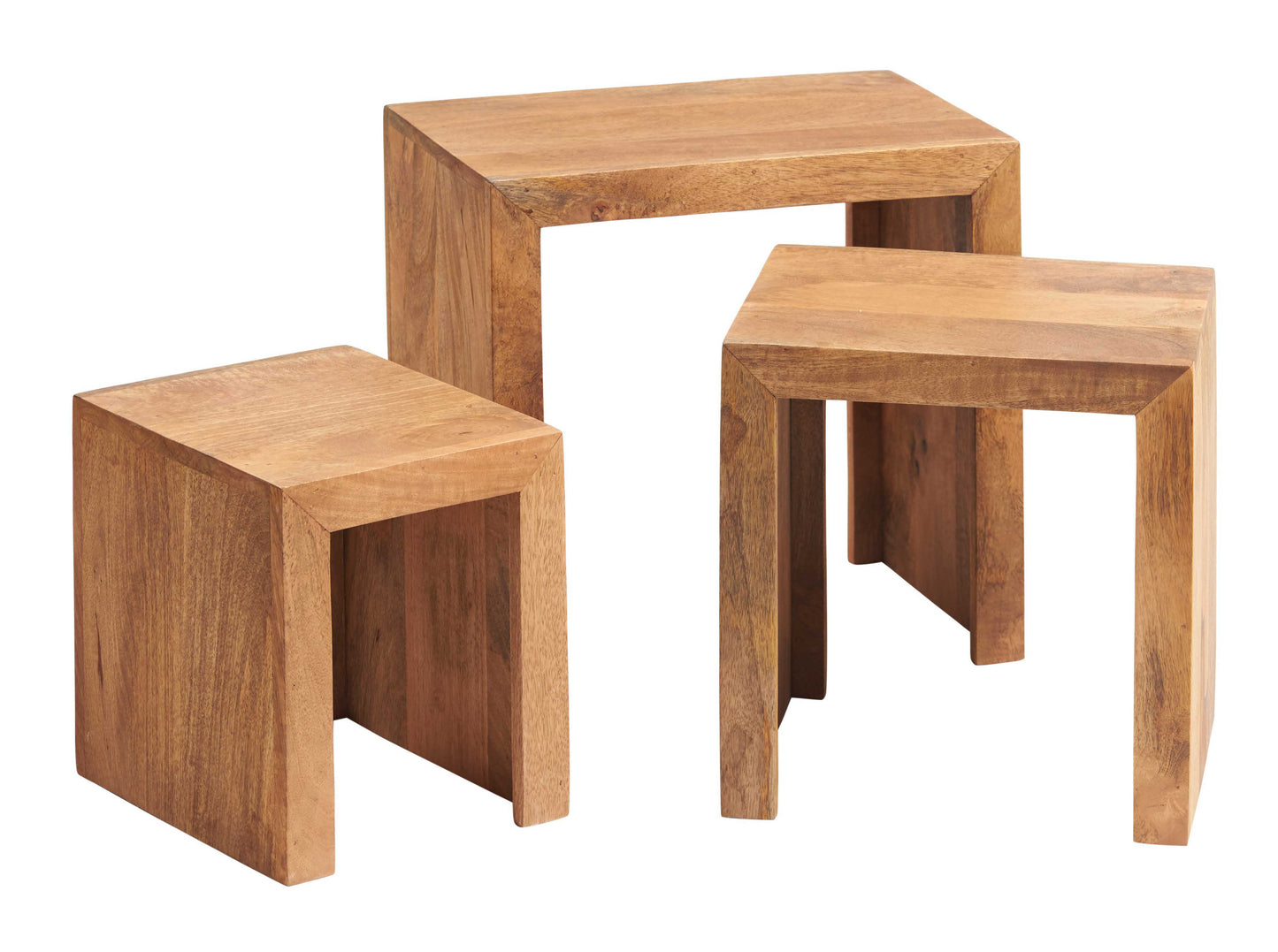 Toko  Nest of 3 Tables. 100% Solid Mango Hardwood