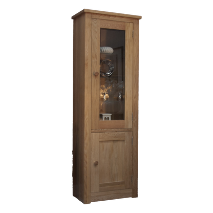 Torino 1 Door Glass Bookcase. 100% Solid Oak