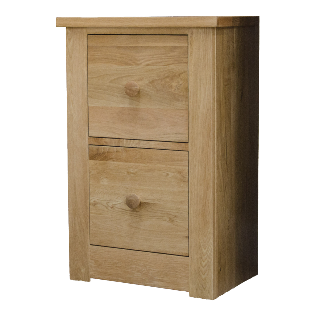 Torino 2 Drawer Filing Cabinet. 100% Solid Oak