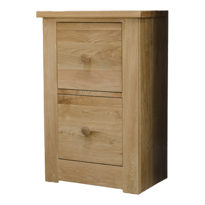 Torino 2 Drawer Filing Cabinet. 100% Solid Oak
