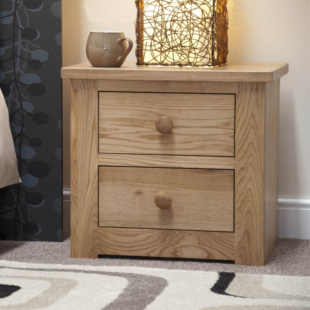 Torino 2 Drawer Narrow Bedside Cabinet&nbsp; 100% Solid Oak1