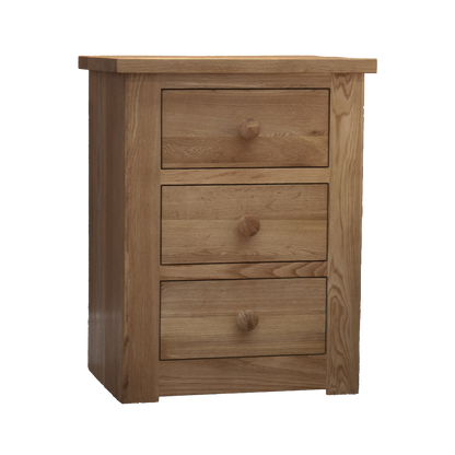 Torino 3 Drawer Narrow Bedside Cabinet. 100% Solid Oak1