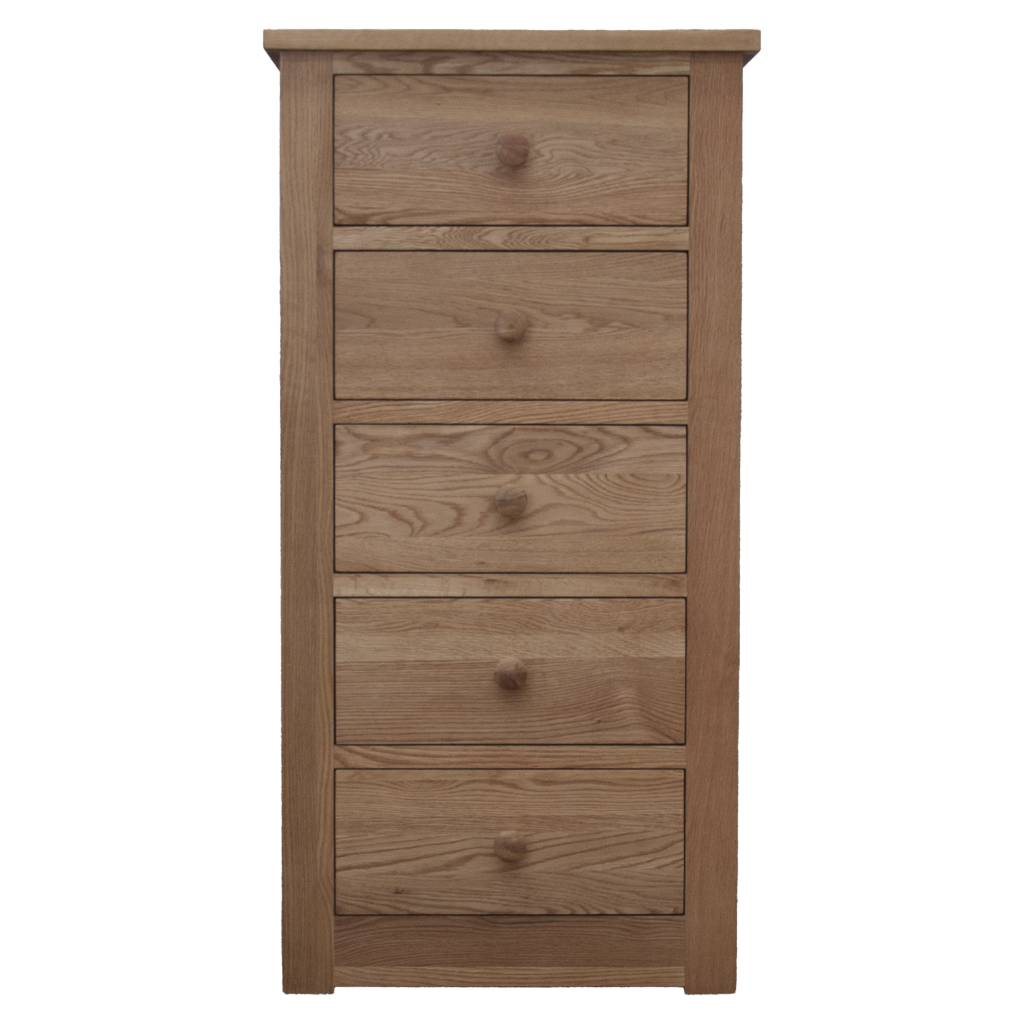 Torino 5 Drawer Narrow Chest. 100% Solid Oak2