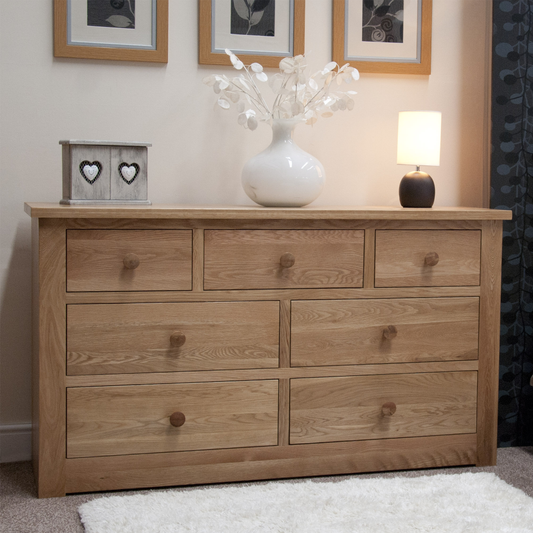 Torino 7 Drawer Chest. 100% Solid Oak